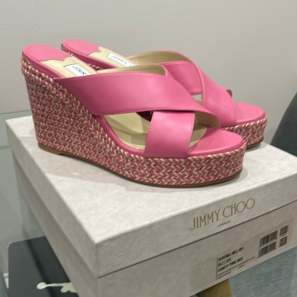 Jimmy Choo candy pink Dovina Wedge